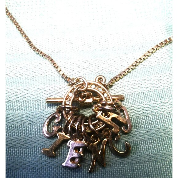 GIVENCHY Pave Crystal Toggle Choker Necklace | Gold Tone Letter Charms Vintage - Picture 1 of 7